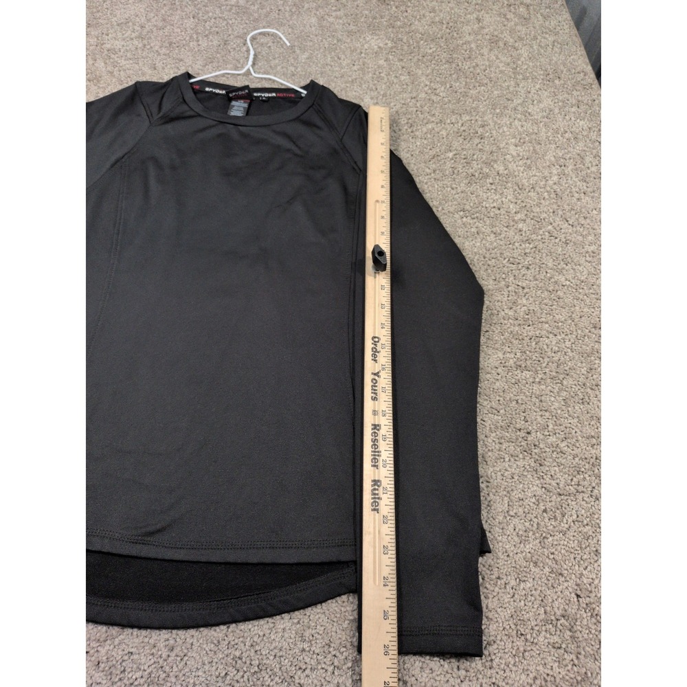 Spyder Active Mens Black Long Sleeve Performance Base Layer Top Large Thumbholes - Picture 7 of 8